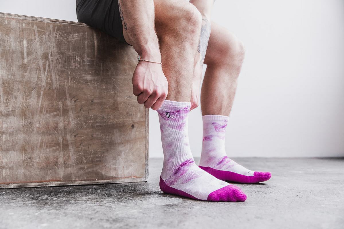 Nobull Crew Men's Socks Pink | Australia (NZ3407)